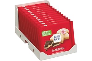 Ritter Sport Dark Chocolate with Marzipan 100g (Pack of 12)