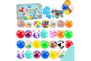 SUNPROUND 32Pcs Stress Balls, Squishy Squeeze Balls Bulk Small Squeeze Balls for Adults Stress Relief Party Favor Birthday Gift