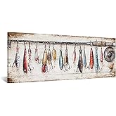 KREATIVE ARTS Vintage Coastal Fishing Buoys Canvas Wall Art - 20x55 Nautical Theme Painting for Bedroom, Living Room, Man Cave, Office Decor, Artwork Above Bed