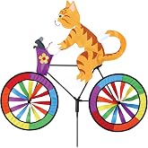 Bike Spinner Kitty 30" &ndash; Playful Feline Design, Weather-Resistant Outdoor Decor, Durable &amp; Lightweight for Patios, Yards, and Gardens - Eye-Catching Wind Spinner with Rotating Wheels