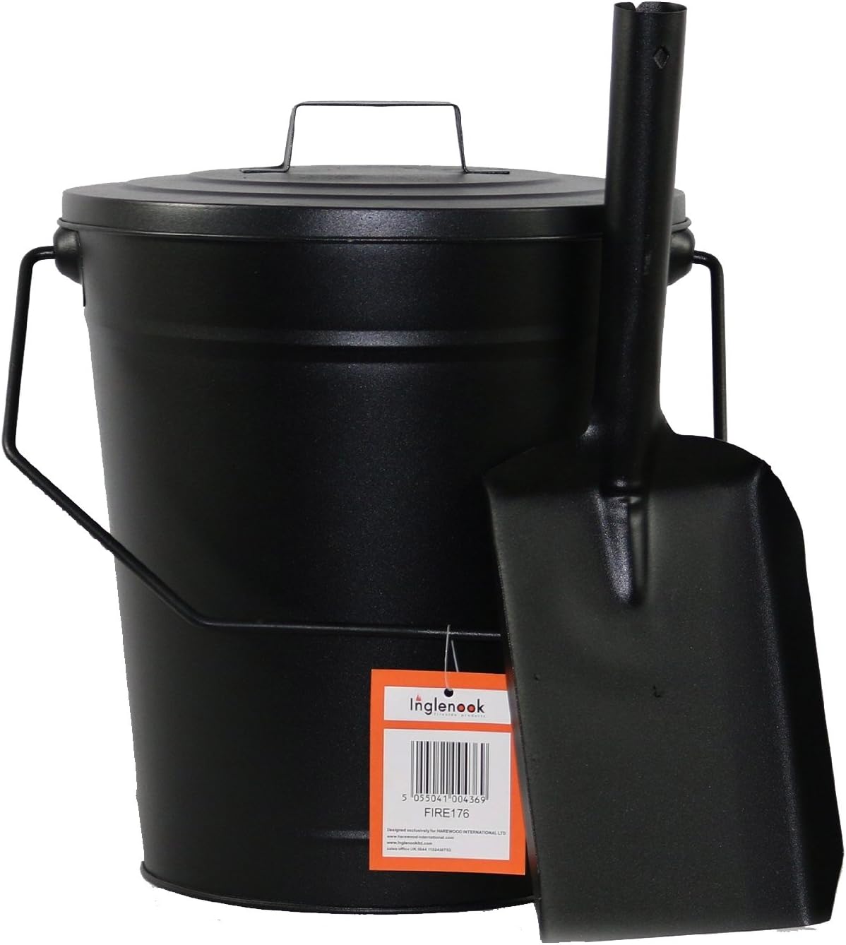 Metal Bucket with Lid & Fire Shovel by Inglenook