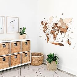 Enjoy The Wood 3D Wood World Map Wall Art Large