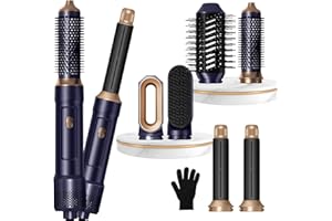 OKWRAP 6 in ONE Blow Dryer Brush, Curling Wand Hair Styling Tools Set, Ionic Hot Air Hair Dryer, Massage Oval Hair Dryer, Left&Right Hair Curlers 100-120V
