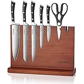 Kitchen Knife Set, FOHERE Knives Set with Magnetic Knife Holder and Sharpener, 7 Pieces Sharp Chef Knife Set with Ergonomic Handle, High Carbon Stainless Steel Knives Set for kitchen