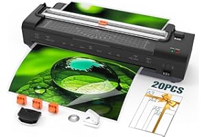 OIDOZAC 13 Inch Laminator Machine with Auto Paper Feed, Never Jam A3 Thermal & Cold Lamination, 20 Laminating Sheets, 10-in-1 Laminator with Cutter, Trimmer & Corner Rounder for Office School Home Use Black