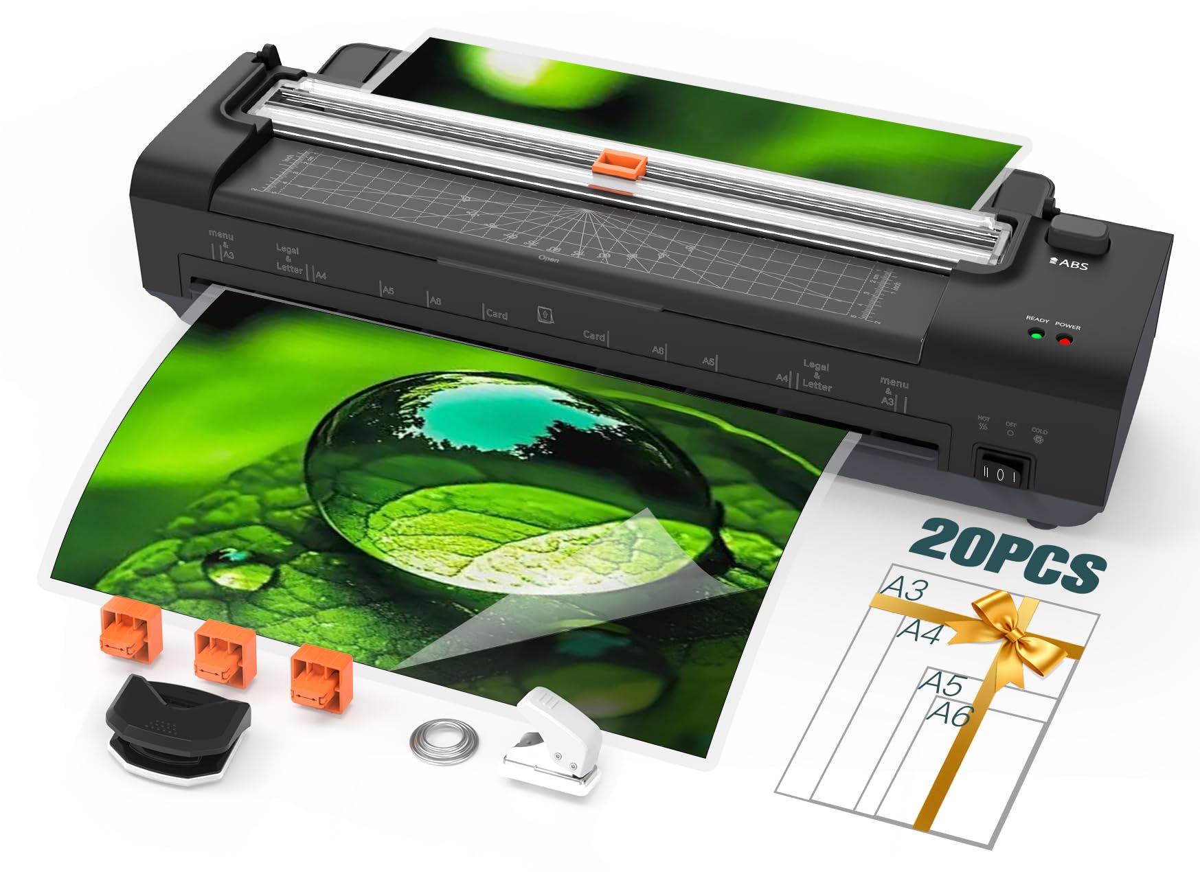 Photo 1 of 13 Inch Laminator Machine with Auto Paper Feed, Never Jam A3 Thermal & Cold Lamination, 20 Laminating Sheets, 10-in-1 Laminator with Cutter, Trimmer & Corner Rounder for Office School Home Use Black