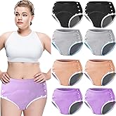 Timgle 8 Pcs Reusable Adult Diapers for Women Incontinence Adults Leak Proof Cotton Cloth Underwear Washable Absorbency Underpants Briefs Overnight Urinary Incontinence Underwear(Large)