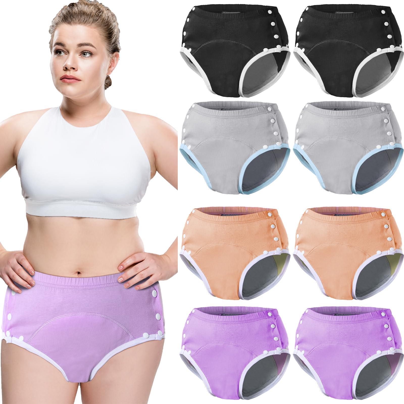 Timgle 8 Pcs Reusable Adult Diapers for Women Incontinence Adults Leak