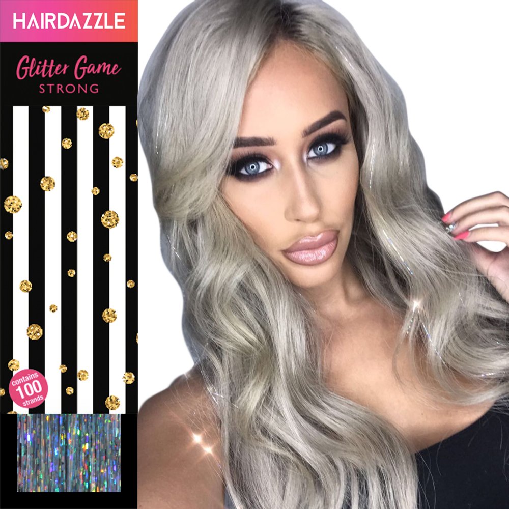 Silver Holographic Glitter Hair Strands HAIR DAZZLE Halloween Hair