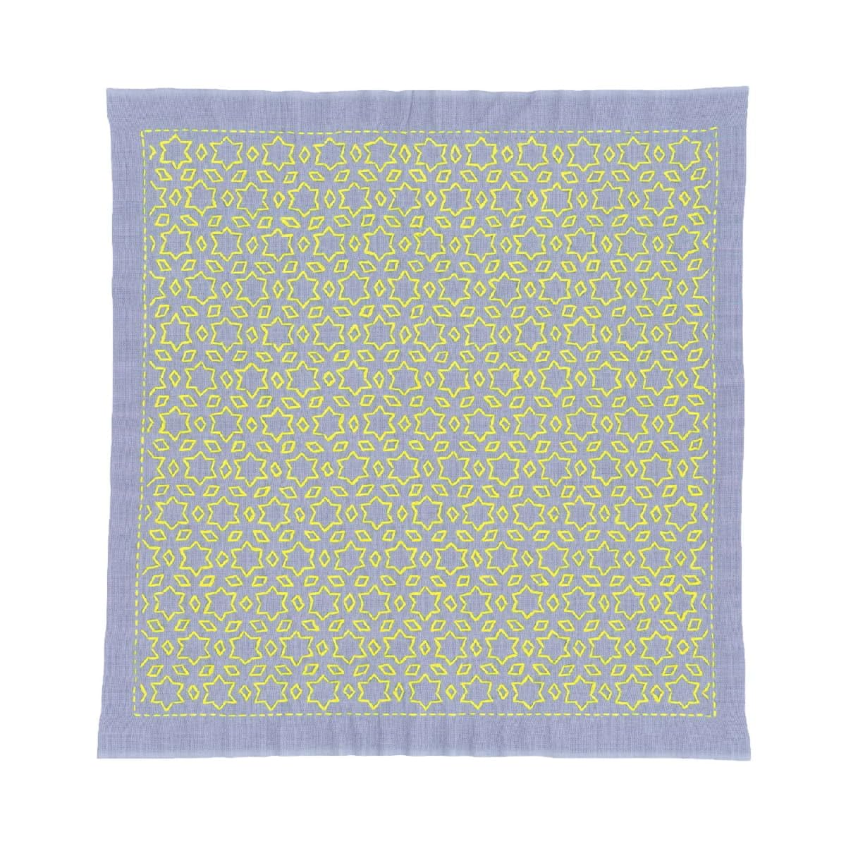 Olympus Thread Hitomezashi Sashiko Hana Fukin Stars and Three Diamonds Printed Fabric Embroidery Kit