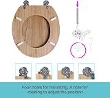 Angel Shield Antibacterial Wooden Toilet Seat Solid Oak Adjustable Hinges view 3