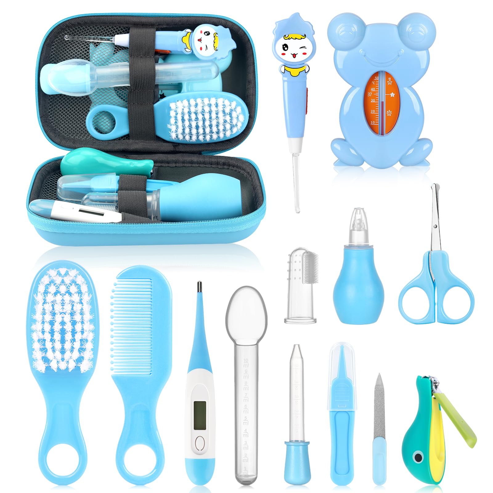 Baby Healthcare and Grooming Kit, Portable Baby Safety Care Set, Baby Essentials kit for Newborn (Blue 13 in 1)