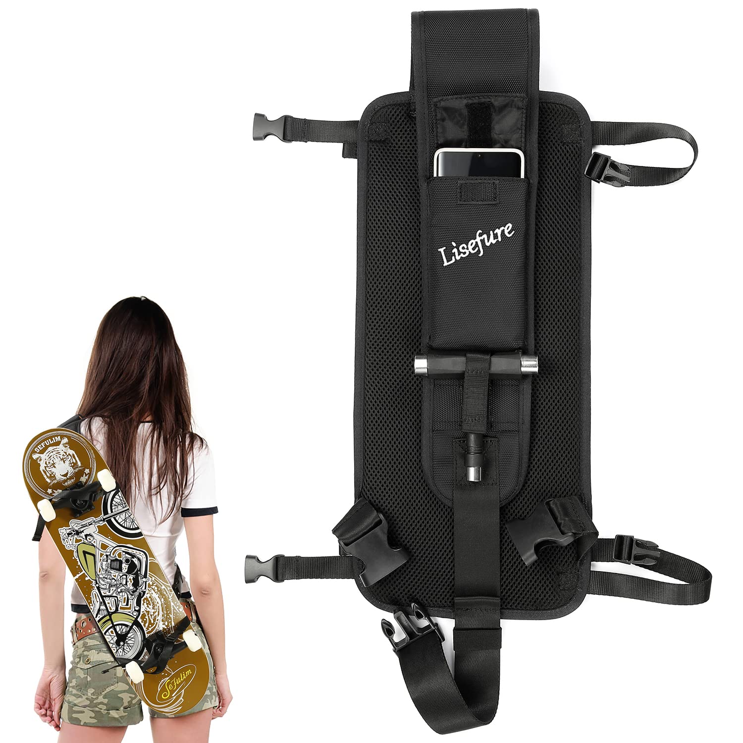 LISEFURE Skateboard Shoulder Carrier Skateboard Carry Strap Skateboard Carry Bag Backpack Skateboard Carry Shoulder with Adjustable Straps