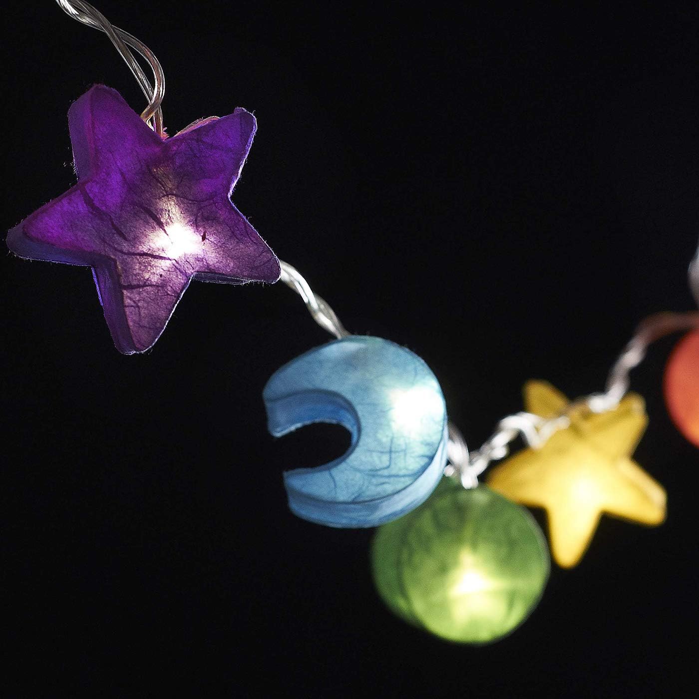 Blaze On Star, Sun and Moon Fairy Lights (Rainbow Colours), 20 Warm White LED Lights - Image 4