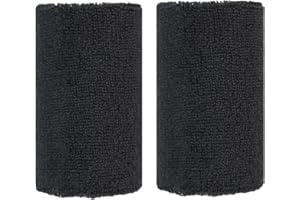 BBOLIVE 4' Inch Wrist Sweatband in 32 Different Neon Colors - Athletic Cotton Terry Cloth - Great for All Outdoor Activity(1 Pair)