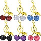 Cute Cherry Bag Charm Set Bling Gold and Silver Cherry Keychain for Women Handbag Glitter Cherries Charms Accessories