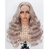 PUHPUH Ash Blonde Lace Front Wig Human Hair 200% Density 13x6 Full Frontal HD Transparent Lace Wigs Pre Plucked Body Wave HD Transparent Lace Front Wig for Black Women Bleached Knots 22 Inch