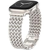 WINGLE for Apple Watch Band Women 38mm 40mm 41mm 42mm 44mm 45mm 46mm 49mm Series 11 10 9 8 7 6 5 4 3 2 1 SE 3/2/1, Dressy Band Stainless Steel Chain Strap Designer Link Bracelet for iWatch Ultra
