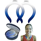 2 Pack Neck Cooling Tube with Insulated Bag - Reusable Ice Ring Neck Cooler Indoor Outdoor - Wearable Cooling Ring - Relief for Summer and Hot Flashes - Ice Ring Freezes Under 64℉(2 Blue Gradient)