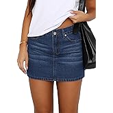 DEICAEVO Womens Denim Skirt Casual Mini Jean Skirt Stretch Low Waist Jean Skirt for Women Zip Fly Denim Mini Skirts