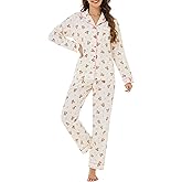 LUBOT 100% Cotton Pajamas for Women PJ Set Soft 2 Piece Ladies Button Knit Long Short Sleeve Sleepwear Loungewear XS-XXL