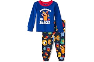 The Children's Place baby boys Button Long Sleeve Top and Pants Snug Fit 100% Cotton 2 Piece Pajama Set