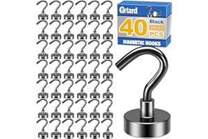 Grtard 40Pack Black Magnetic Hooks Heavy Duty, 25LBS Neodymium Magnet Hooks for Cruise, Strong Magnetic Hooks for Hanging, Ma