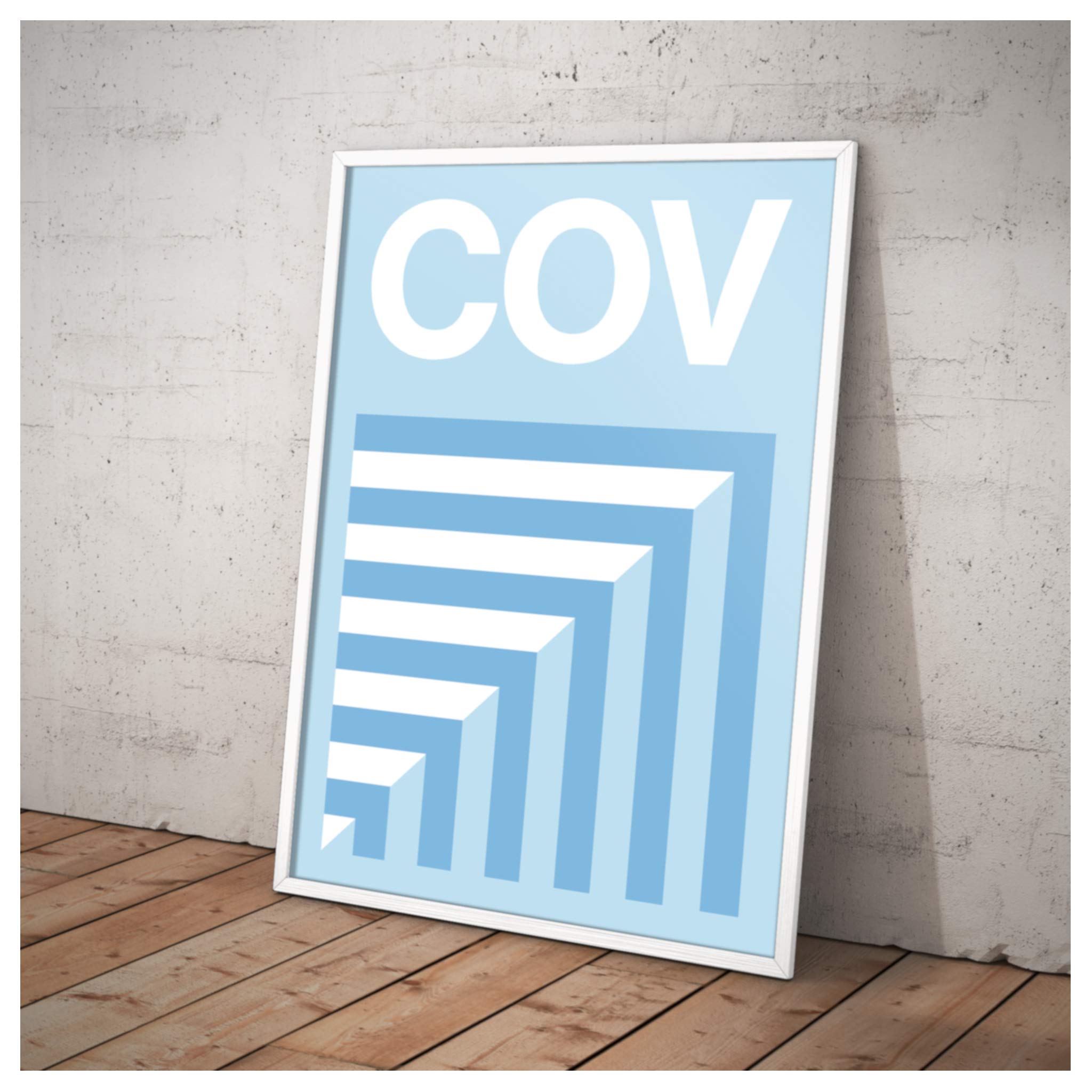 Coventry City Football Gift Modernist Geometric Graphic Design Wall Art Print Poster