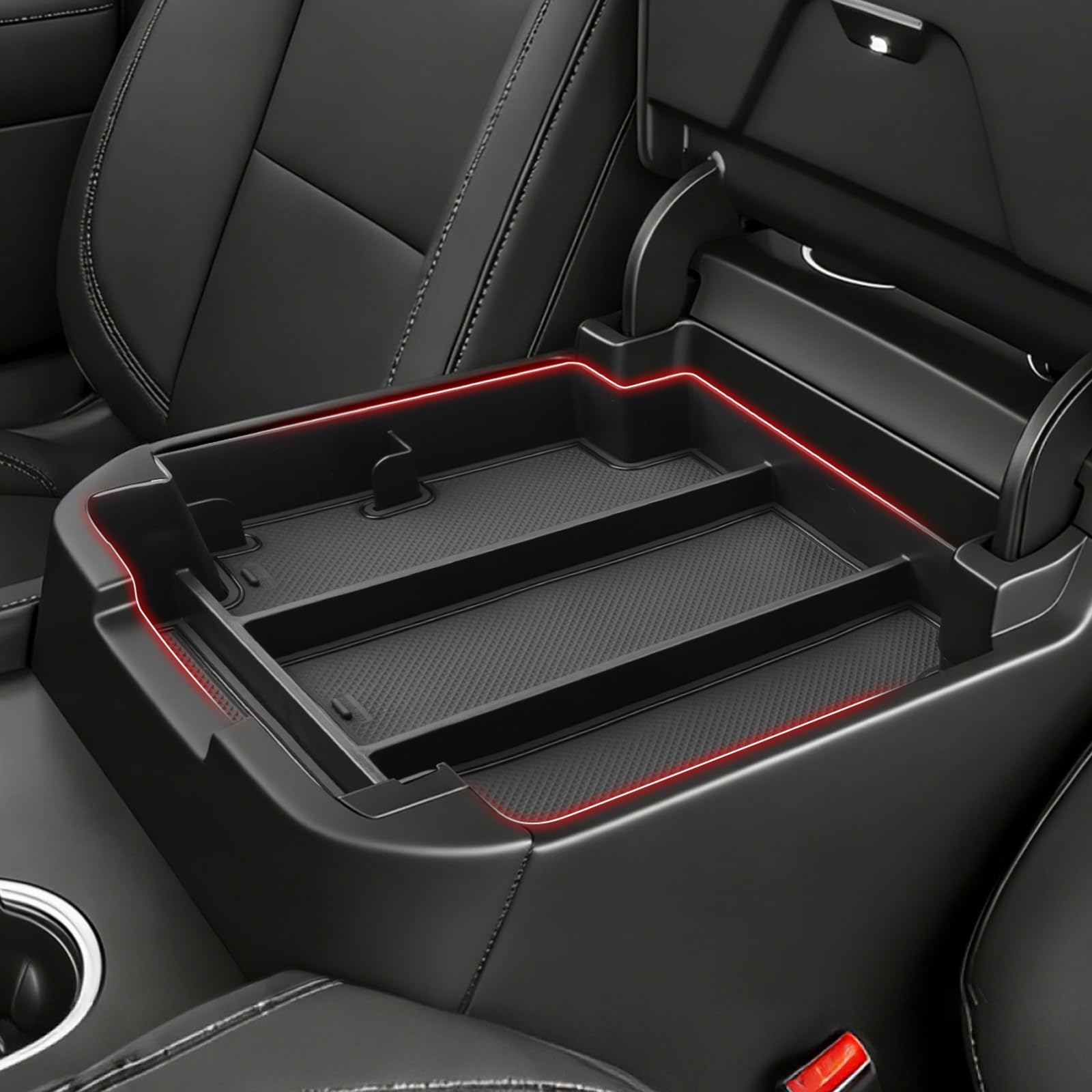 Photo 1 of Autorder Center Console Organizer for 2021-2026 Chevy Chevrolet Tahoe/Suburban/GMC Yukon Accessories Armrest Storage Box Secondary Insert Tray with Anti-Slip Mat(Only for Power-Sliding Console)