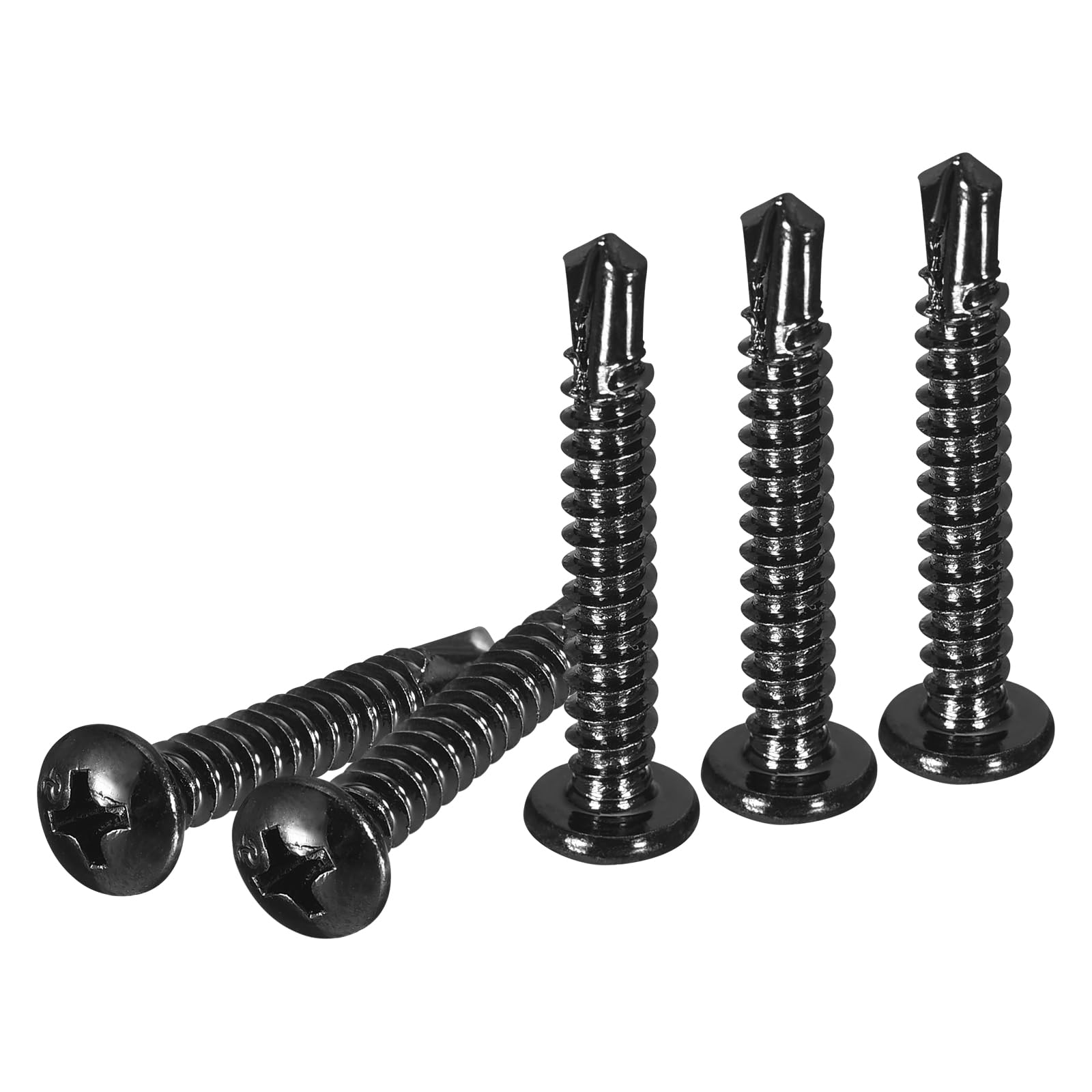 DTGN #10x1-1/4" Pan Head Self Drilling Screws - 50Pack - Black Oxide 410 Stainless Steel Phillips Drive Self Tapping Sheet Metal Screws
