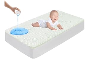 GOONIK Waterproof Crib Mattress Protector, Breathable Crib Mattress Pad Cover for Baby Mattress with 4-13 inches Deep Pocket