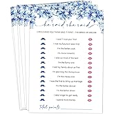 Tbaogusu He Said She Said Bridal Shower Games, 25 Blue Floral Bridal Shower Game Cards Set, Engagement Party Game for Guests, Wedding Games for Reception, Minimalist Marriage Party Supplies-12