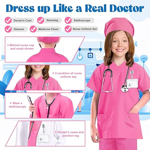 Doctor Costume for Kids Nurse Scrubs: Surgical Doctor Outfit with