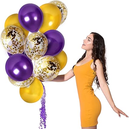 Amazon Com Mardi Gras Confetti Pearlized Purple And Gold Balloons