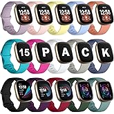 GEAK 15 Pack Compatible with Fitbit Versa 3 Bands/Versa 4 Bands/Fitbit Sense 2/Sense Bands,Soft Replacement Waterproof Sport Watch Strap Wristband for Fitbit Versa 3 Bands for Women Men Small