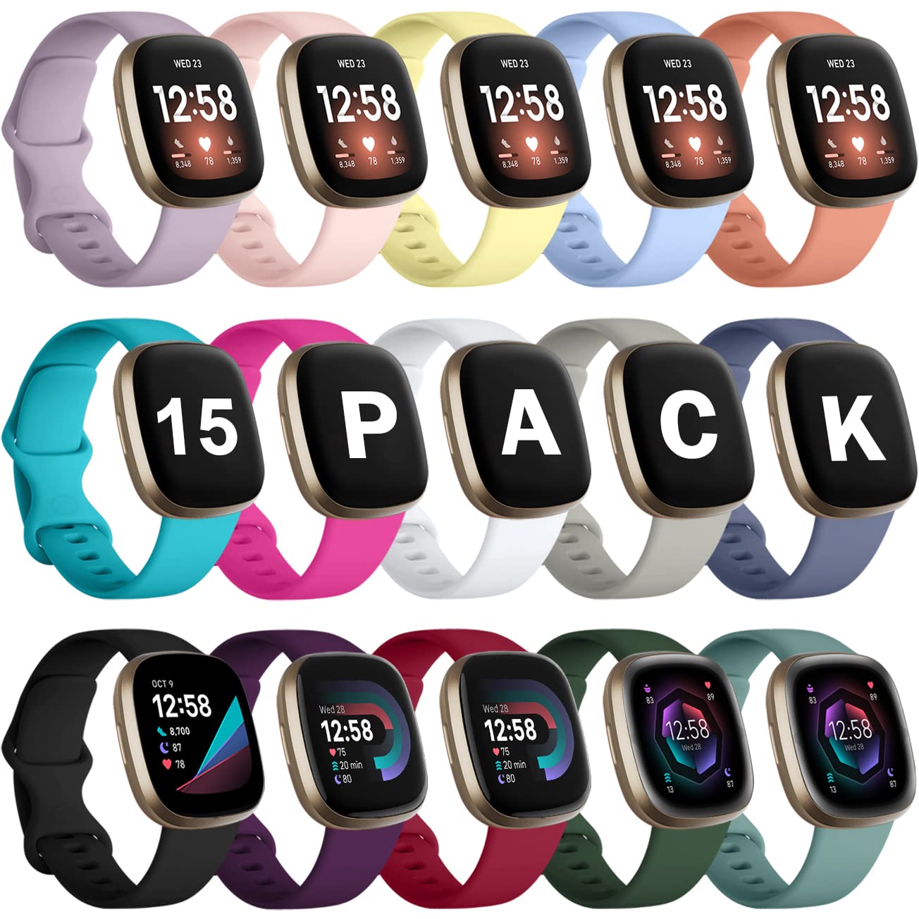 Photo 1 of ***8 only*** Compatible with Fitbit Versa 3 Bands/Versa 4 Bands/Fitbit Sense 2/Sense Bands,Soft Replacement Waterproof Sport Watch Strap Wristband for Fitbit Versa 3 Bands for Women Men Small