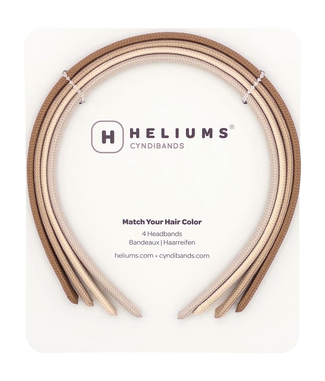 Heliums Thin Headbands - Blonde - 8mm Fabric Covered Plastic Hairbands,4 Count, Skinny Alice Bands