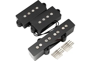 MUSICLILY Artec POA4-JOA4 Alnico 5 Vintage Tone PJ Bass Pickups Neck Bridge Pickups Set for 4-String Precision Jazz Bass Electric Bass, Black