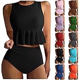 Tankini Swimsuits for Women Bikini Sets High Waisted Two Piece Bathing Suits Full Coverage Tummy Control Swimwear