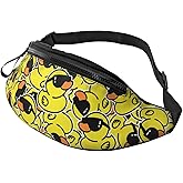 Funny Duck with Glasses Fanny Pack Crossbody Waist Bag Pack for Men Women. Belt Bag for Travel Walking Running Hiking Fishing.