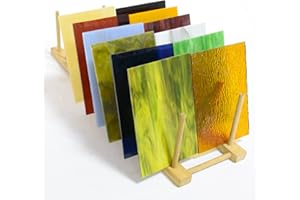 Wecrejoni 12 Sheets Variety Stained Glass Sheets,4 X 6" Cathedral Art Glass Variety Mixed Textures Glass Sheets for Stained Glass Projects, for Crafts (Mix-1)