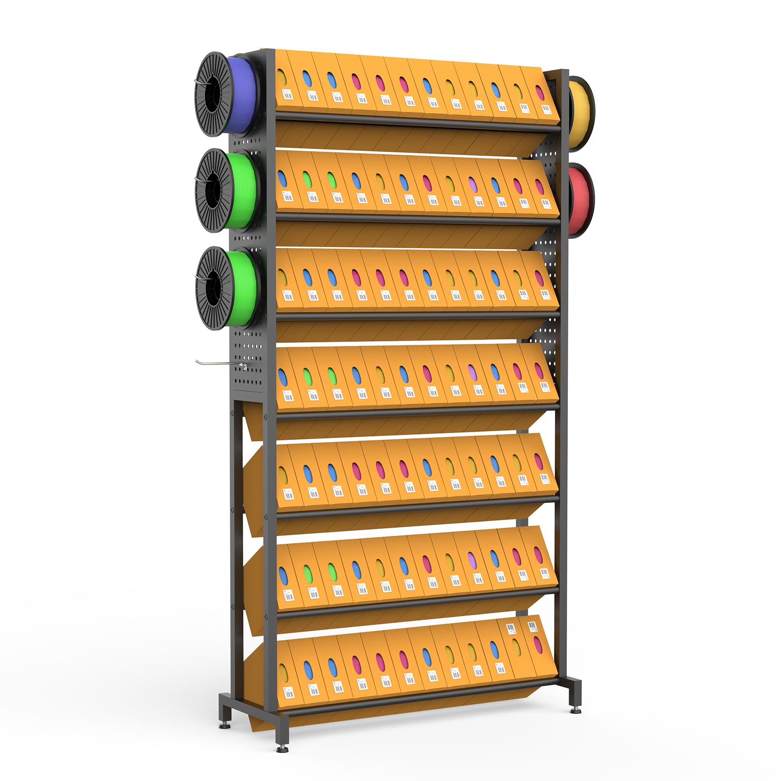 Photo 1 of 3D Printer Filament Rack with Wheels - 7-Tier Large Capacity Pegboard Organizer, Mobile Storage System for 3D Printing Filaments Studio Office Organization (7-Tier)