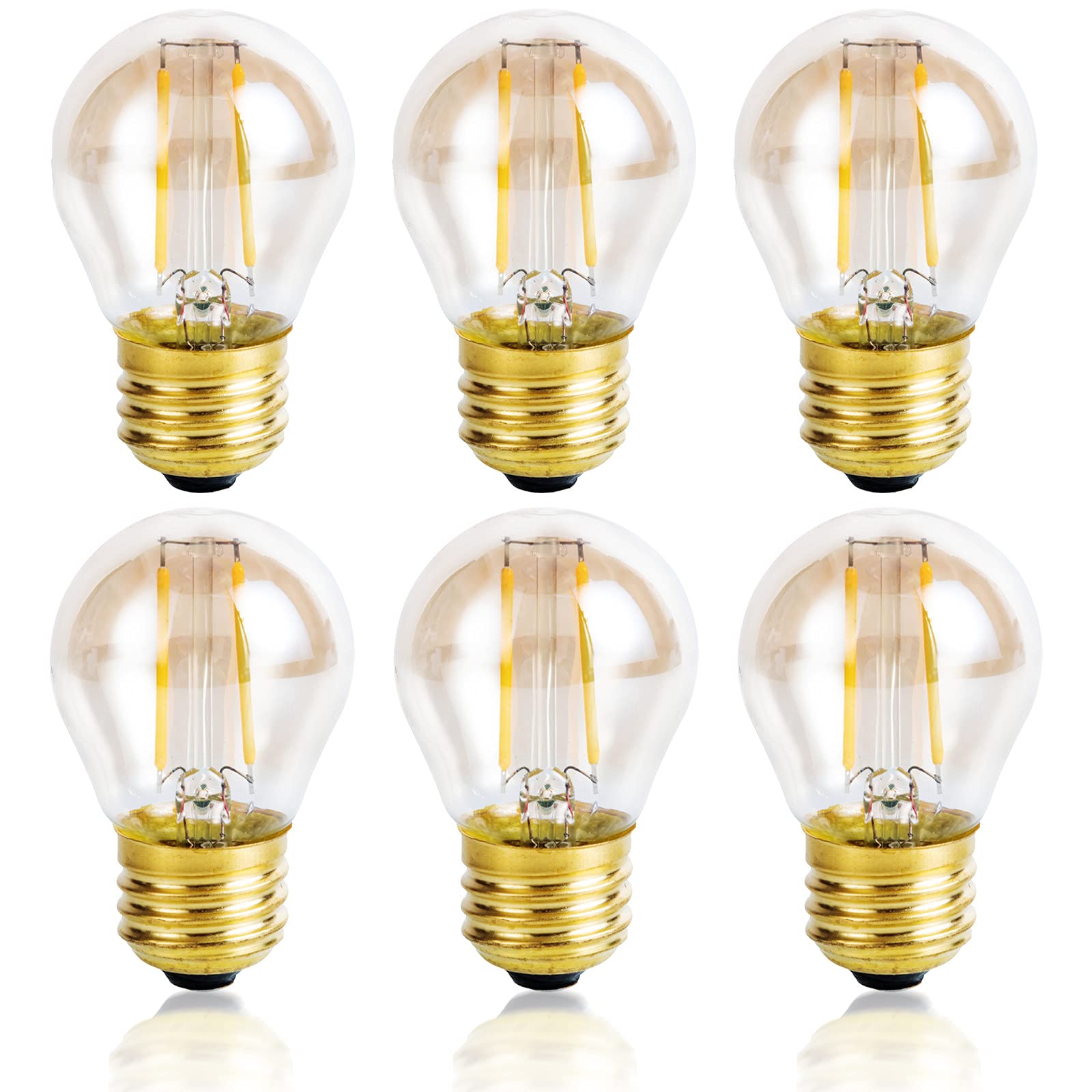Photo 1 of Beonllay Vintage Amber Light Bulbs 25 watt Equivalent Dimmable E26 LED Bulb 2500K Warm Light, 2W LED Globe Edison Decorative Light Bulb, 6 Pack