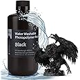 ELEGOO Water Washable 3D Printer Resin LCD UV-Curing Resin 405nm Standard Photopolymer Resin for Mars Saturn Jupiter MSLA DLP LCD 3D Printing 1000Gram Black