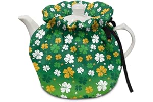 Wanzuoeng Lucky Leaf Print Tea Cozy for Teapots St. Patricks Day Keep Warm Tea Pot Dust Cover Insulated, Portable Tea Kettle Cover for Home Kitchen Decoration