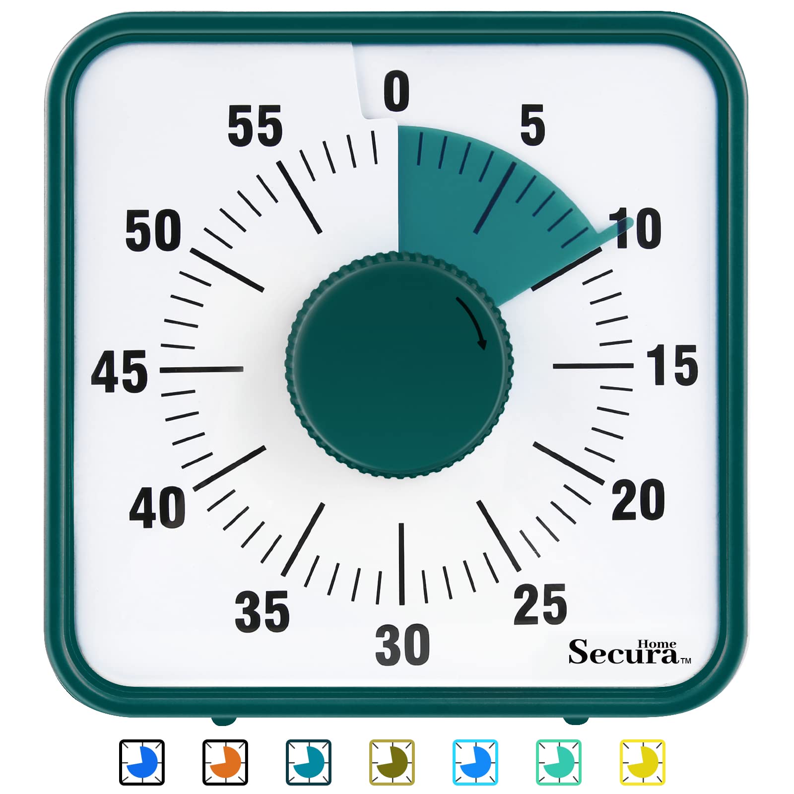 Photo 1 of Secura Home 60-Minute Visual Timer, 7.5 Inch Oversize Countdown Timer Clock for Kids and Adults, Durable Mechanical Time Management Tool with Magnetic Backing ?Dark Green?