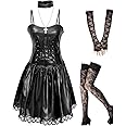 ETERNALMARK Misa Amane cosplay Faux Leather Goth Dress Outfit Costume Anime Women halloween Clothing Suits
