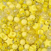 260pcs John Bead Assorted Yellow Star Plastic Beads for DIY Craft Jewelry Bracelet Necklace Making