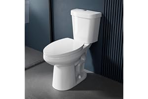 Miuara Elongated Tall Toilet 19 Inch for Bathroom 1.1/1.6 GPF Tornado Dual Flush - Two Piece Comfort ADA High Toilet for Seniors, 19 Inch Bowl Height 20 Inch Seat Height, 19" Rough In, White