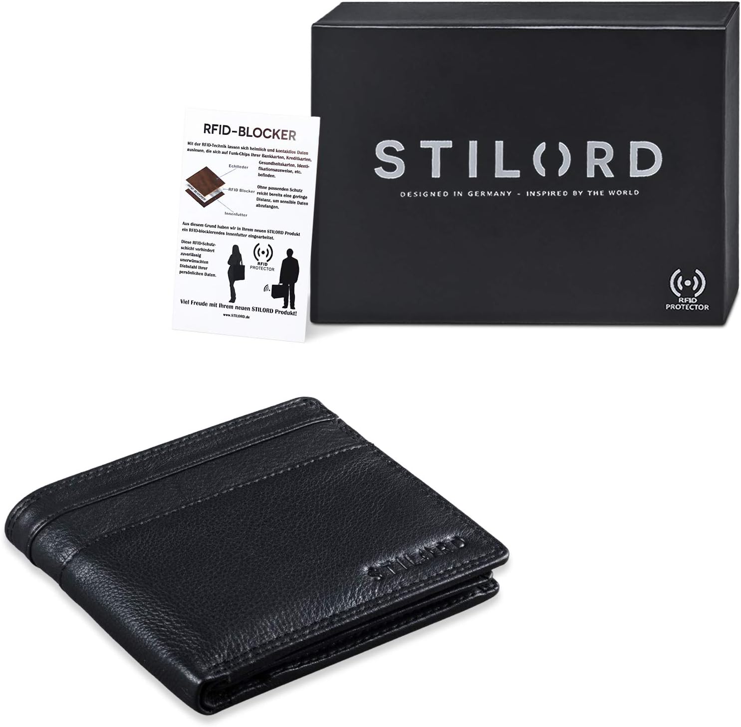 STILORD "Cooper" Vintage Leather Wallet for Men RFID Blocking Classic Purse Bifold with Coin Pocket in Black Gift Box Colour:Black - Image 3